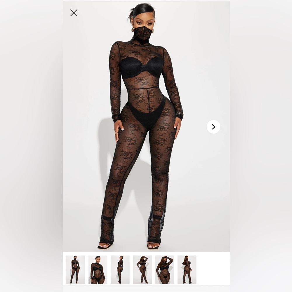 NWT Fashion Nova Black Celine Lace Jumpsuit Lingerie Catsuit Bodysuit